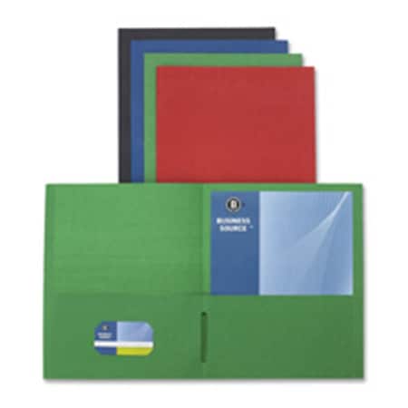 Business Source 2-Pocket Folders- 125 Sh. Cap.- 11in.x8-.50in.- Black BU462869
